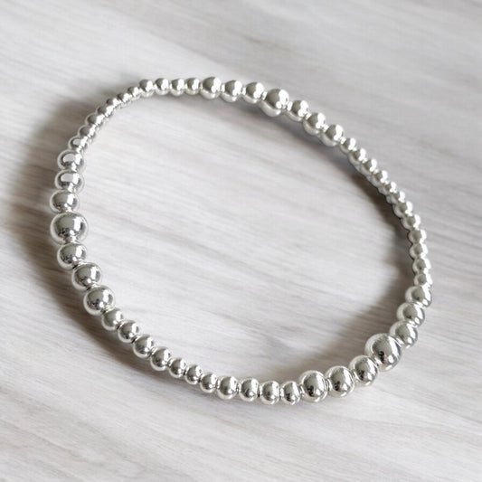 Pulsera bolitas degradé plata