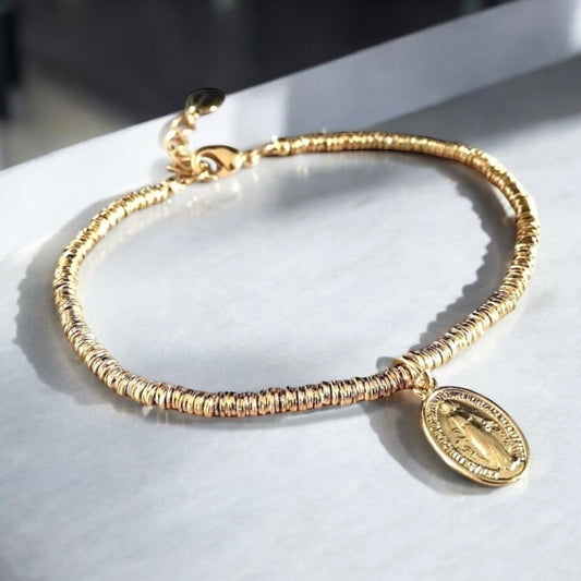 Pulsera virgen de los rayos oro