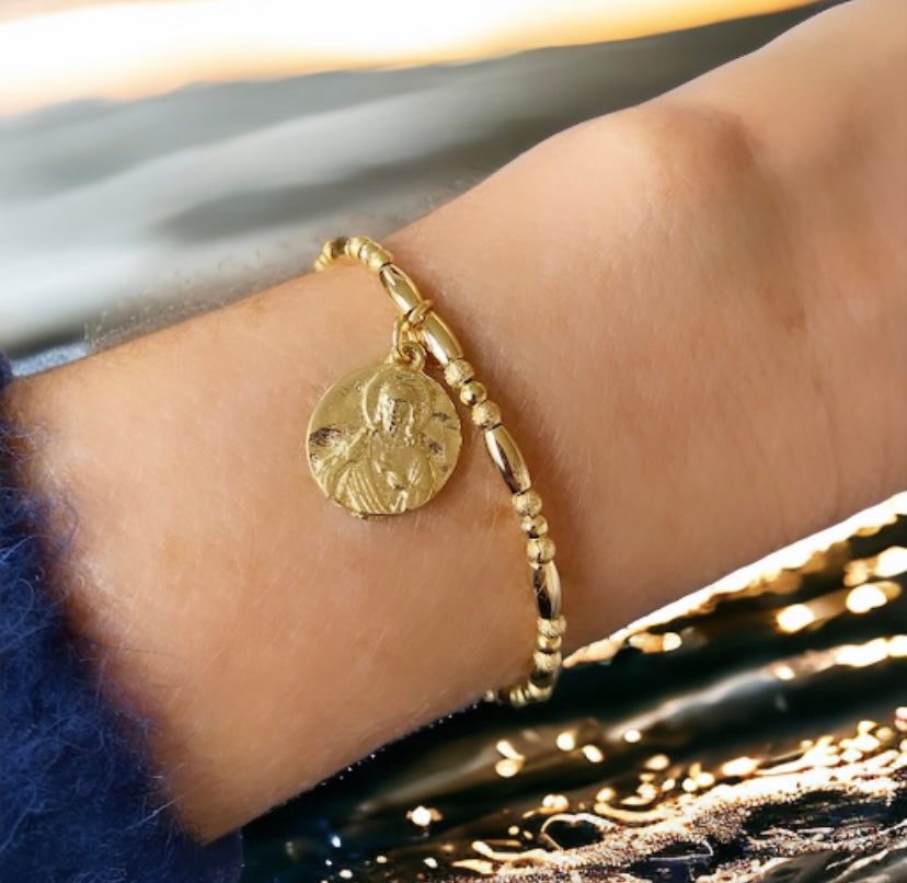 Pulsera lina sagrado corazón oro