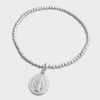 Pulsera san Benito protector plata