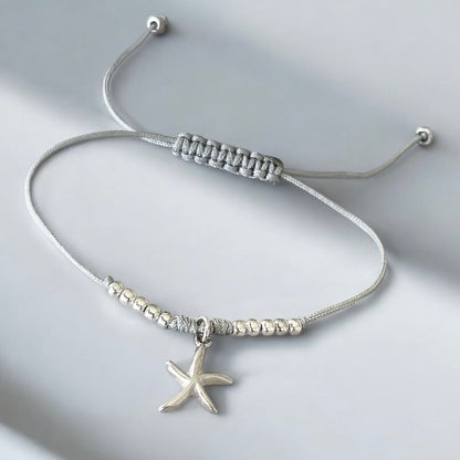 Pulsera hilo estrella de mar plata